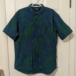 Ezekiel palm print short sleeve button down shirt size XL